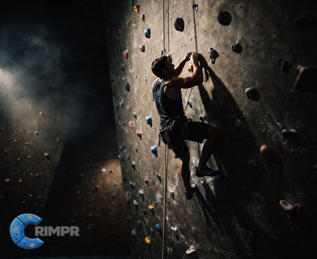 Indoor climbing wall scene